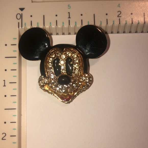 VTG Disney x Napier Mickey Mouse Gold Tone Rhinestone Enamel Brooch 1.6” x 1.3” - Picture 4 of 4